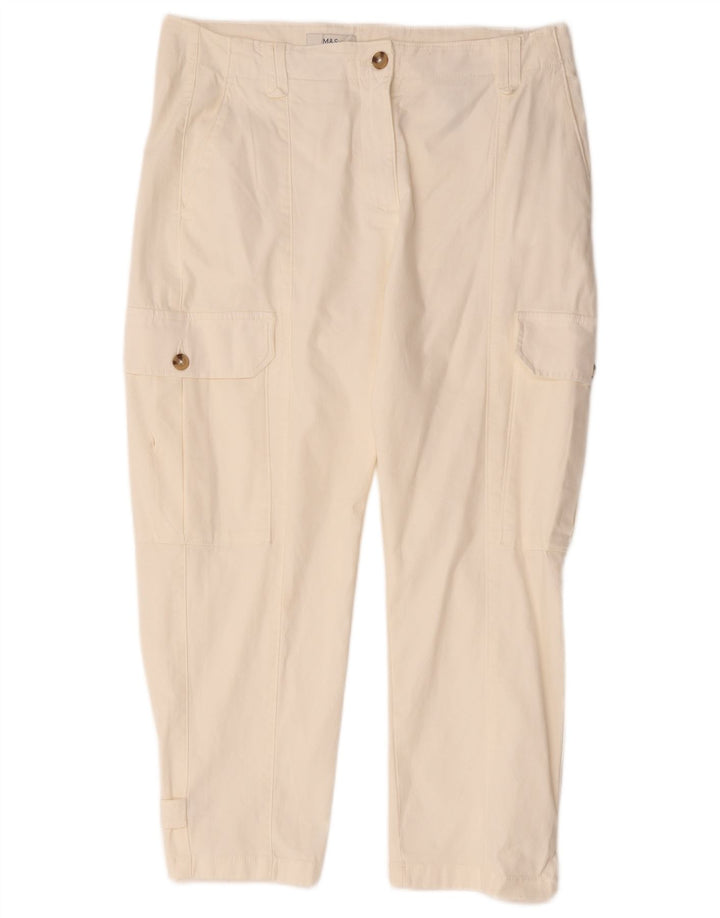 Marks & Spencer Womens Crop Cargo Trousers UK 14 Large W34 L25 White
