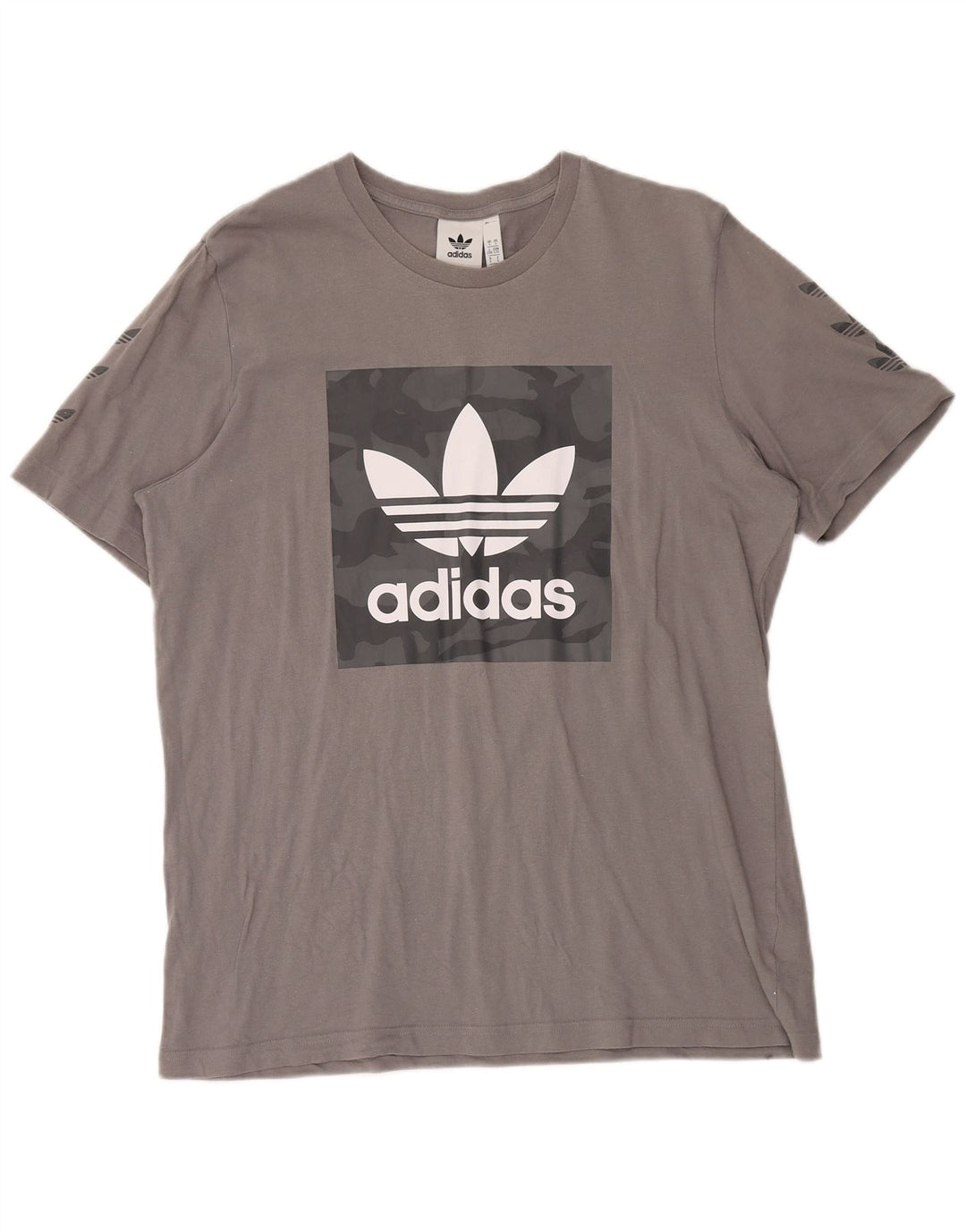ADIDAS Mens Graphic T-Shirt Top Large Grey Cotton