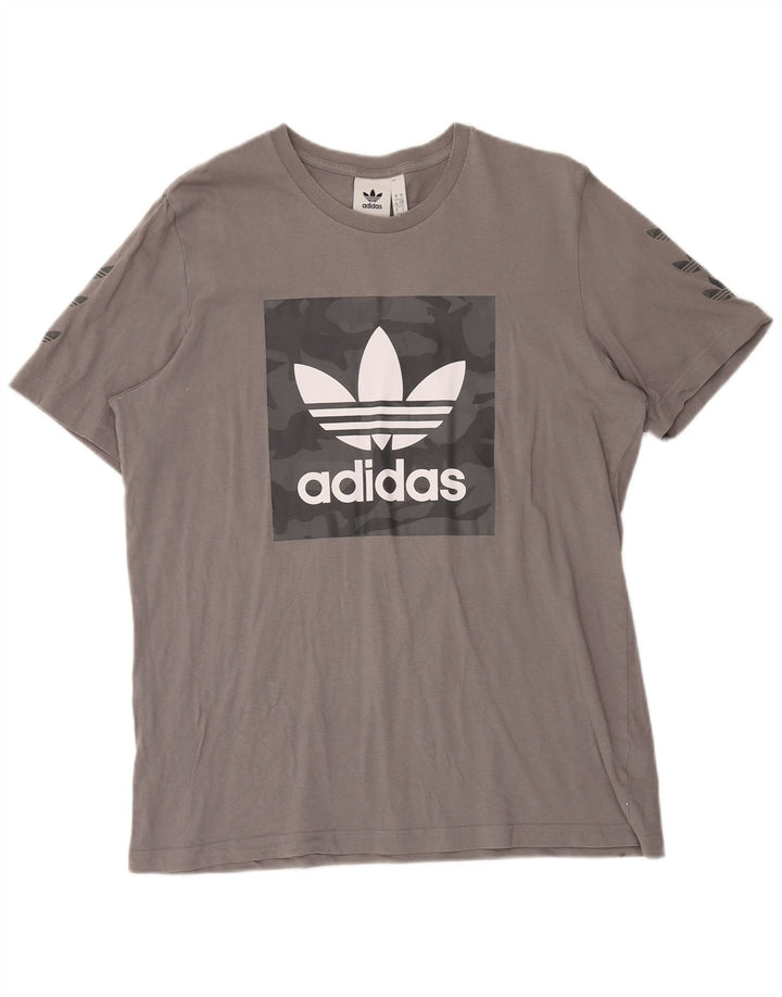 ADIDAS Mens Graphic T-Shirt Top Large Grey Cotton