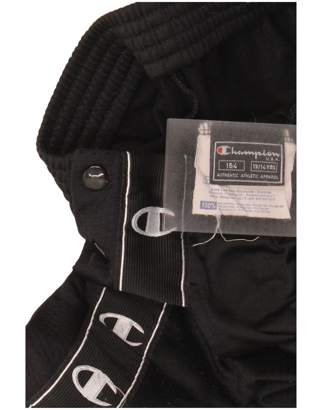 CHAMPION Boys Graphic Tracksuit Trousers 13-14 Years Black Polyester