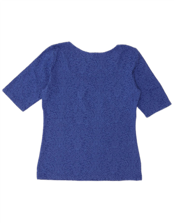 BENETTON Womens Blouse Top UK 12 Medium Blue Paisley Cotton