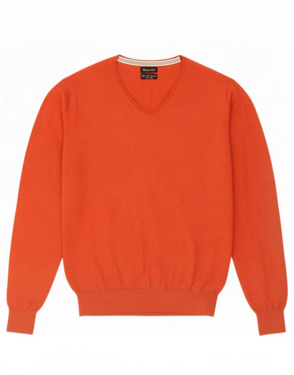 Massimo Dutti Mens V-Neck Jumper Sweater Large Red Cotton