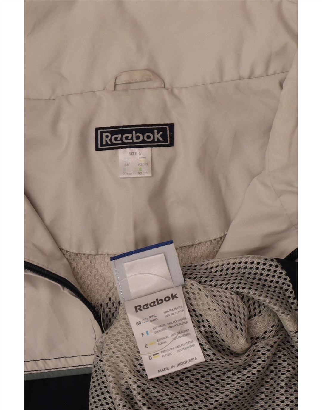 REEBOK Mens Pullover Rain Jacket UK 36 Small Navy Blue Colourblock