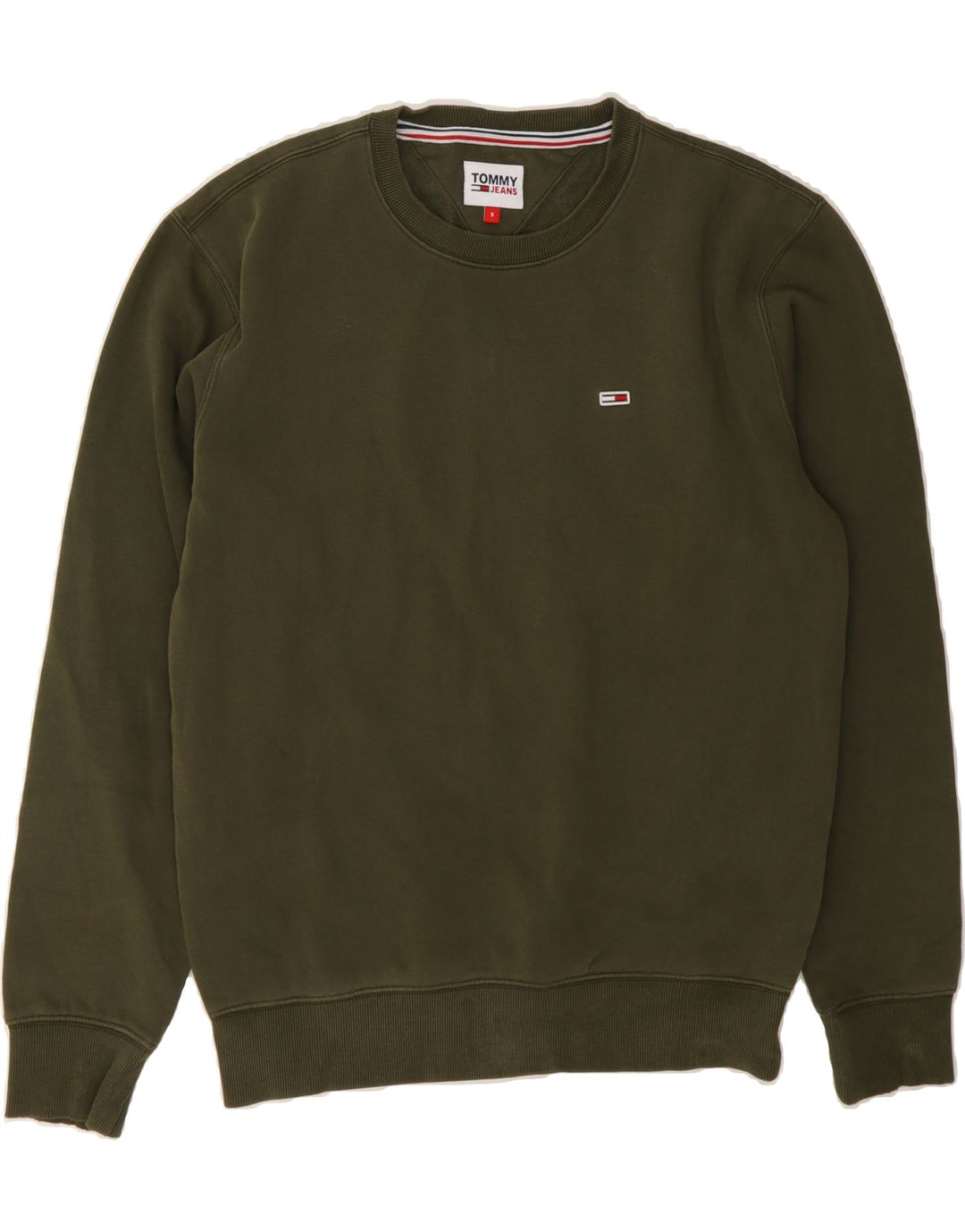 TOMMY HILFIGER Mens Sweatshirt Jumper Small Khaki Cotton Vintage Tommy Hilfiger and Second-Hand Tommy Hilfiger from Messina Hembry 