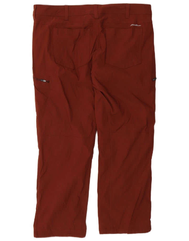 Eddie Bauer Mens Straight Cargo Trousers W40 L30 Maroon Nylon
