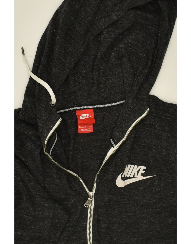 NIKE Womens Zip Hoodie Sweater UK 14 Medium Grey Flecked Cotton | Vintage Nike | Thrift | Second-Hand Nike | Used Clothing | Messina Hembry 