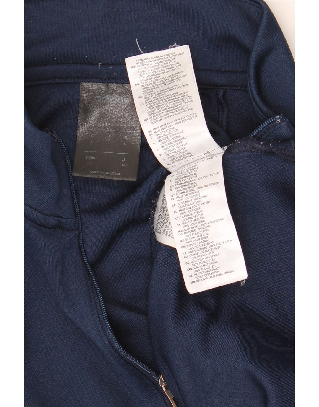 Adidas Mens Climalite Zip Neck Top Long Sleeve Large Navy Blue Polyester