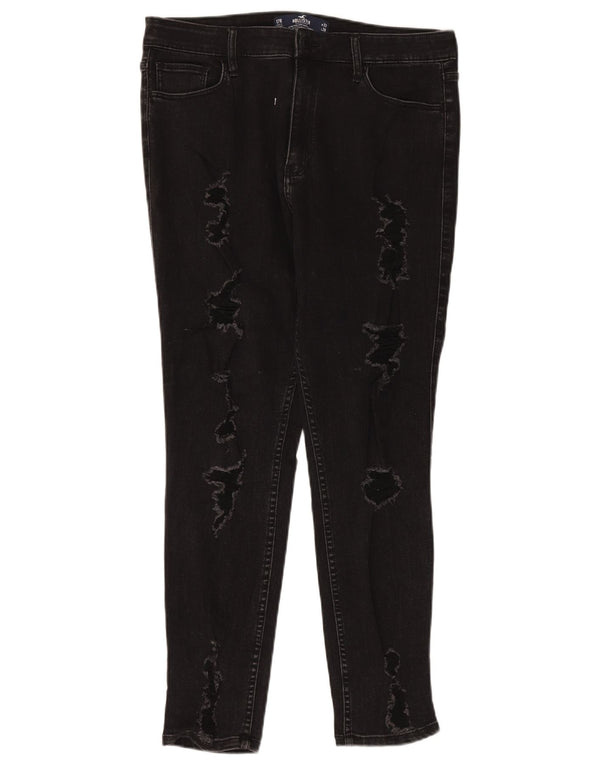 Hollister Womens Distressed High Rise Skinny Jeans US 17 2XL W33 L28 Black