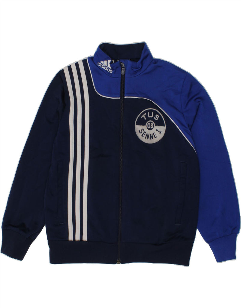 ADIDAS Boys Graphic Tracksuit Top Jacket 7-8 Years Navy Blue Colourblock | Vintage Adidas | Thrift | Second-Hand Adidas | Used Clothing | Messina Hembry 