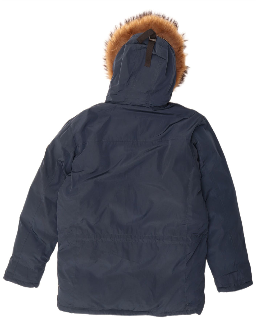 Brugi Mens Hooded Parka Jacket IT 52 XL Navy Blue Polyester