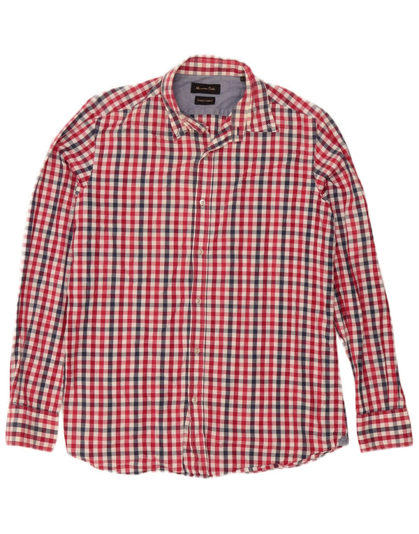 Massimo Dutti Mens Shirt Medium Red Gingham