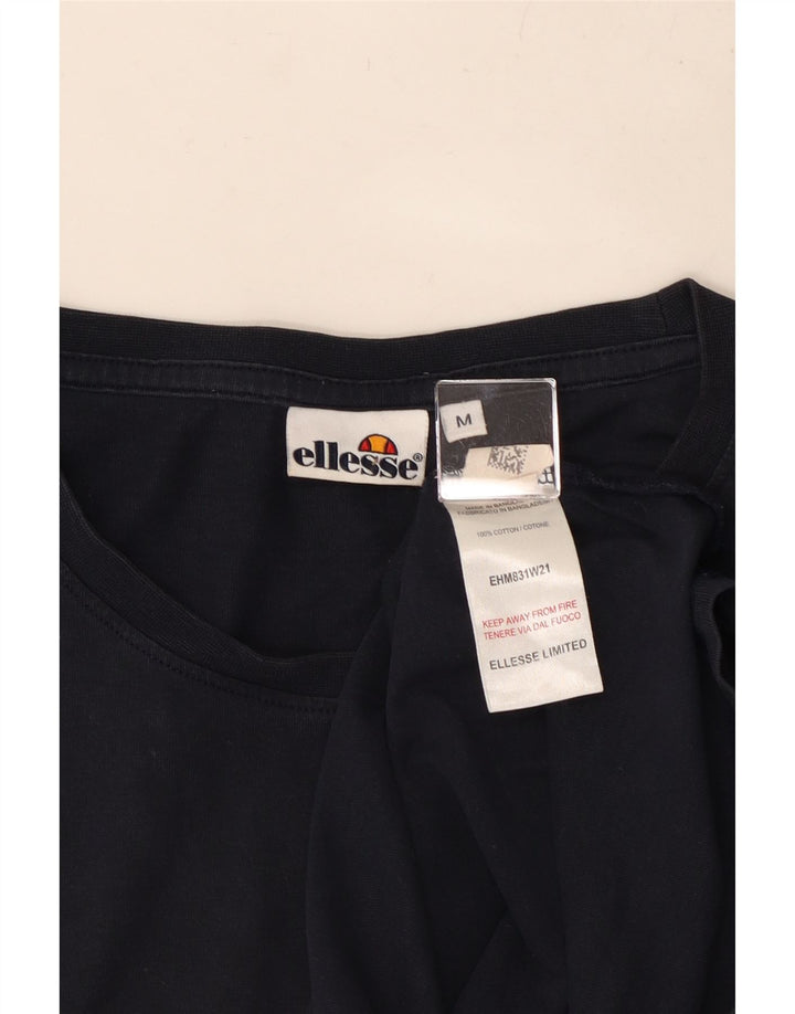 ELLESSE Mens T-Shirt Top Medium Navy Blue Colourblock Cotton