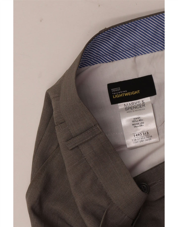 Marks & Spencer Mens Tailored Fit Pegged Suit Trousers W42 L29 Grey