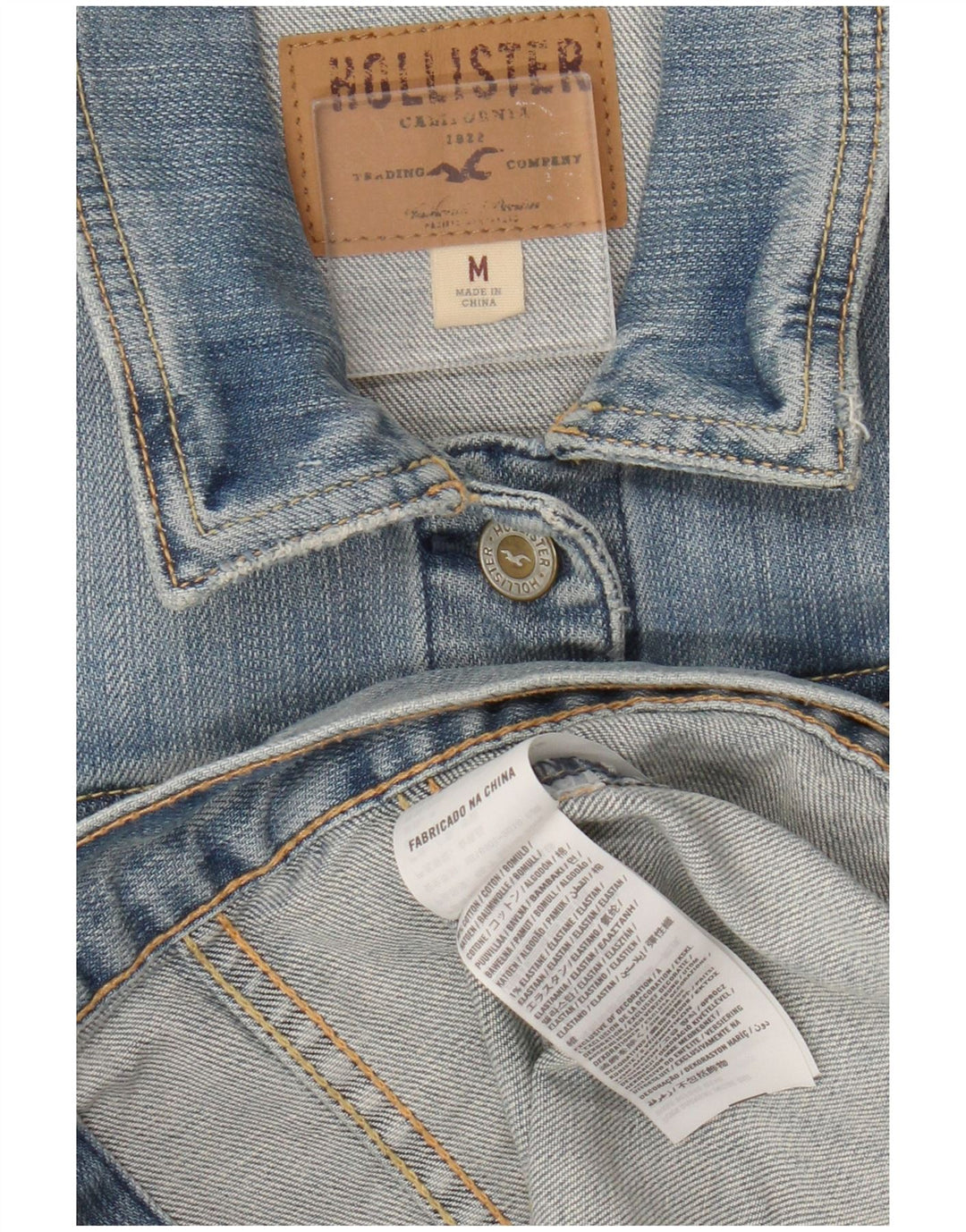 Hollister Womens Denim Gilet UK 12 Medium Blue Cotton