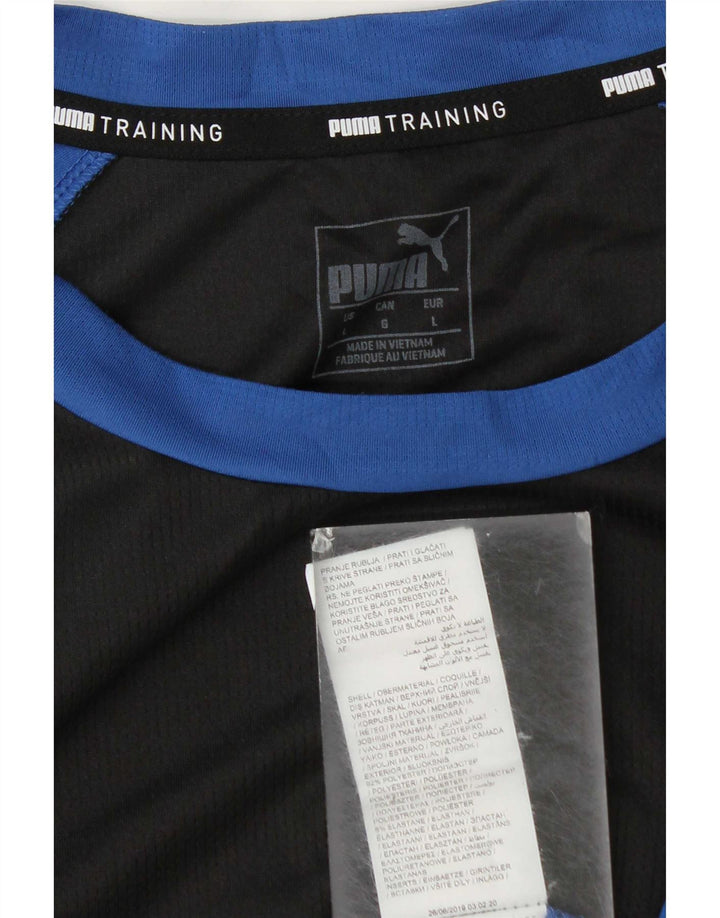 Puma Mens T-Shirt Top Large Blue Colourblock Polyester