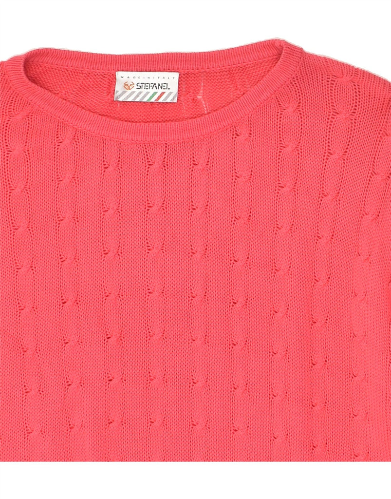 STEFANEL Womens Boat Neck Jumper Sweater UK 16 Large Pink Cotton | Vintage Stefanel | Thrift | Second-Hand Stefanel | Used Clothing | Messina Hembry 