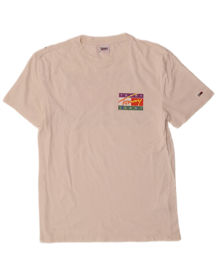 Tommy Hilfiger Mens Graphic T-Shirt Top Small White Cotton