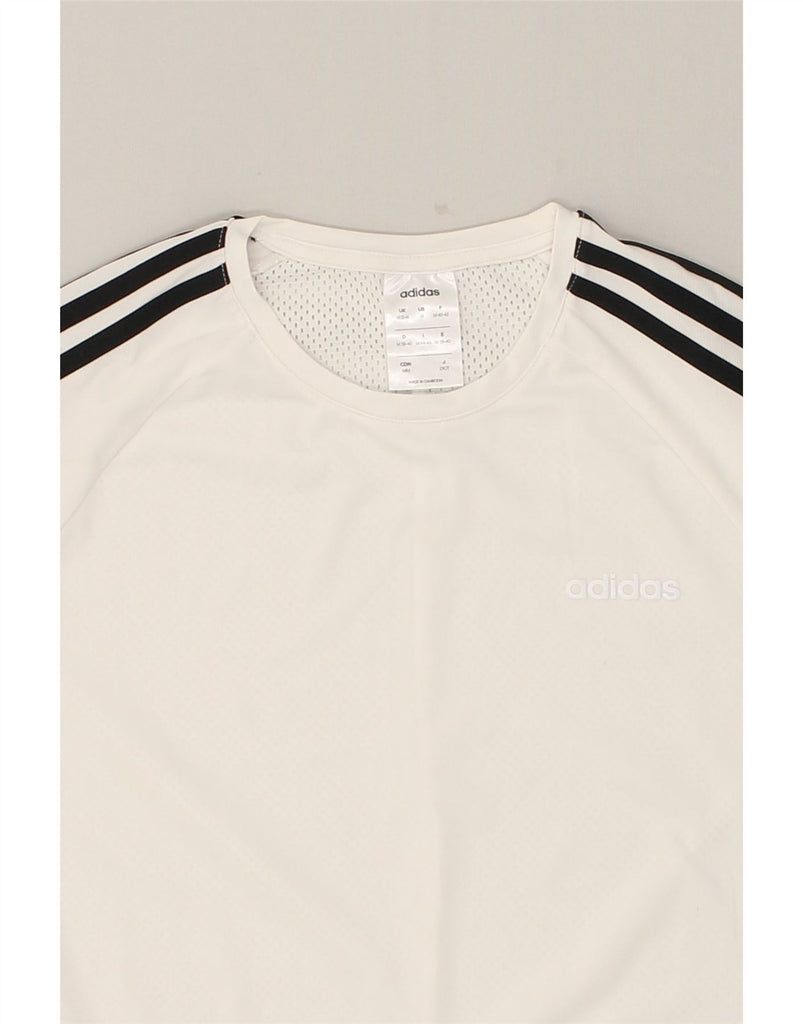 ADIDAS Womens T-Shirt Top UK 12/14 Medium White Polyester | Vintage Adidas | Thrift | Second-Hand Adidas | Used Clothing | Messina Hembry 