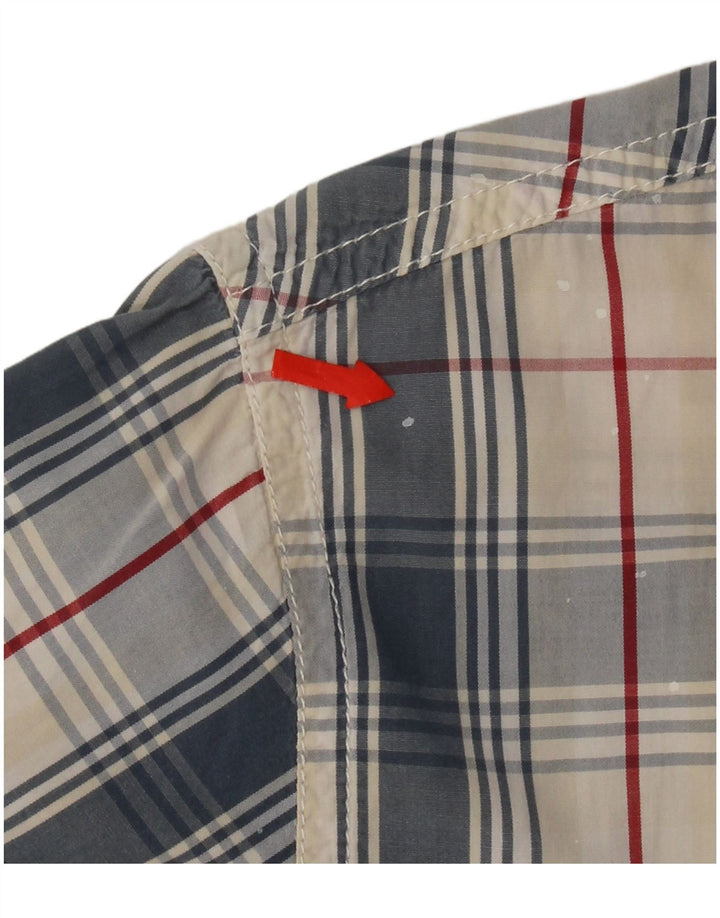 Weird Fish Mens Short Sleeve Shirt Large Blue Check Cotton