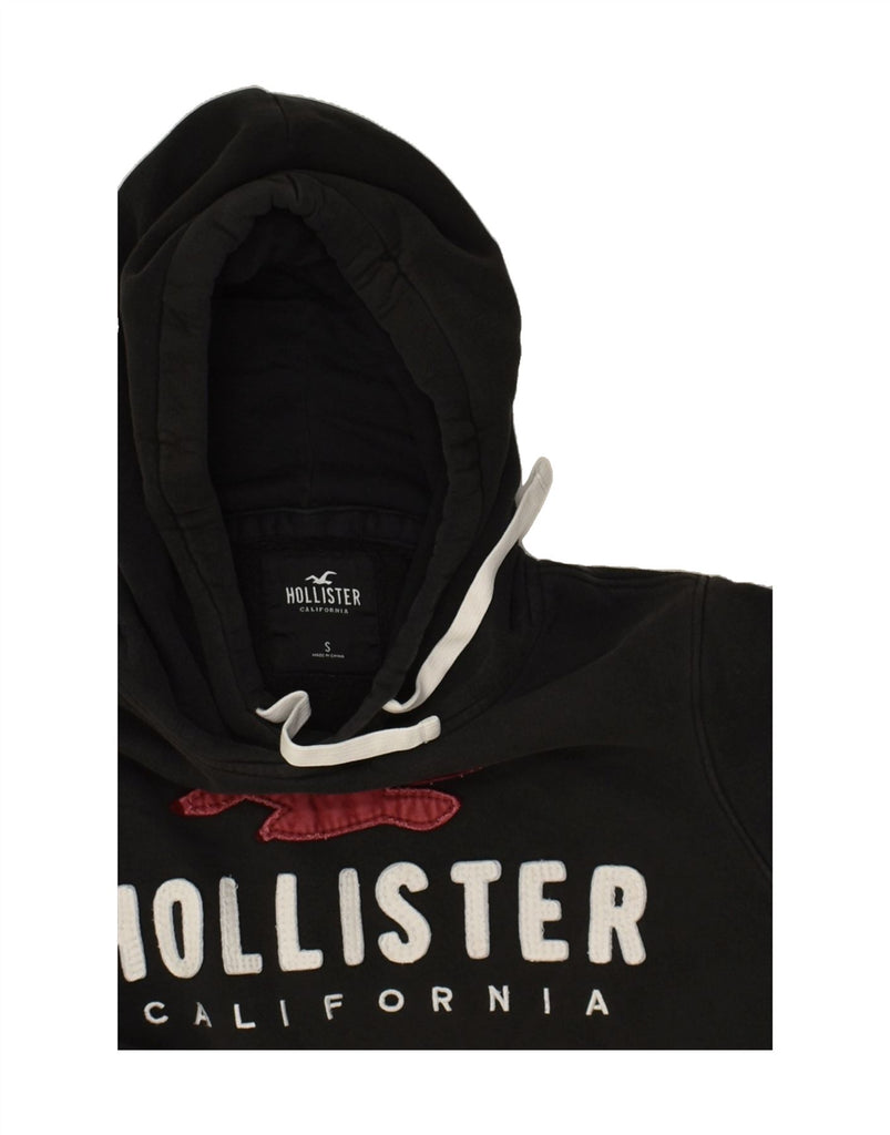 HOLLISTER Mens Graphic Hoodie Jumper Small Black Cotton | Vintage Hollister | Thrift | Second-Hand Hollister | Used Clothing | Messina Hembry 