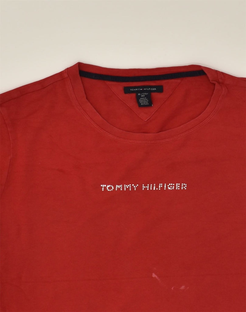 TOMMY HILFIGER Womens Graphic T-Shirt Top UK 18 XL Red Cotton | Vintage Tommy Hilfiger | Thrift | Second-Hand Tommy Hilfiger | Used Clothing | Messina Hembry 