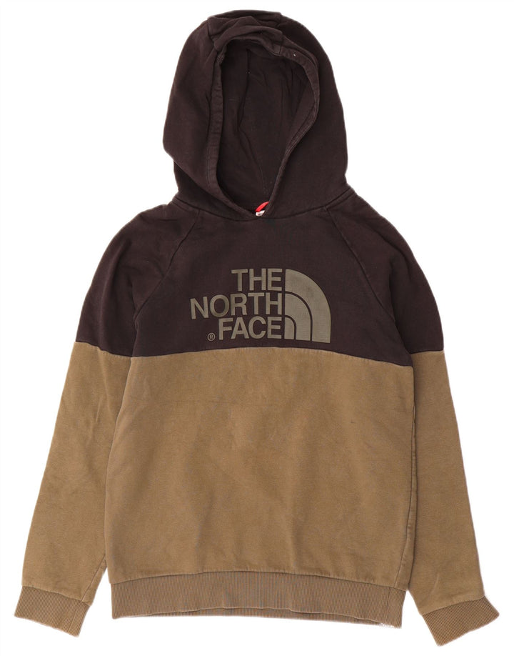 THE NORTH FACE Boys Graphic Hoodie Jumper 14-15 Years XL Khaki Colourblock