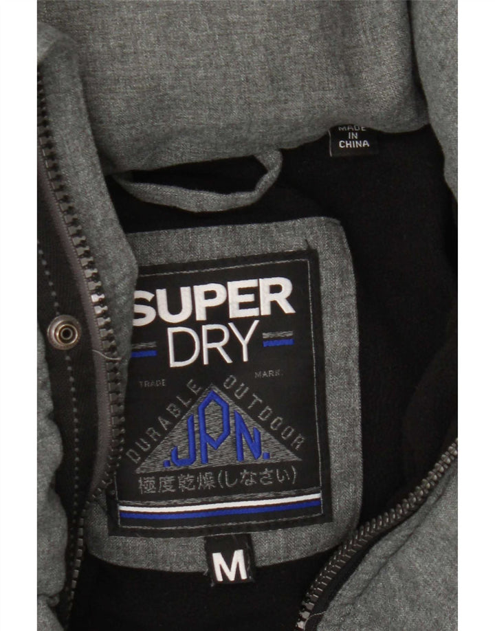 Superdry Mens Hooded Padded Jacket UIK 38 Medium Grey Polyester