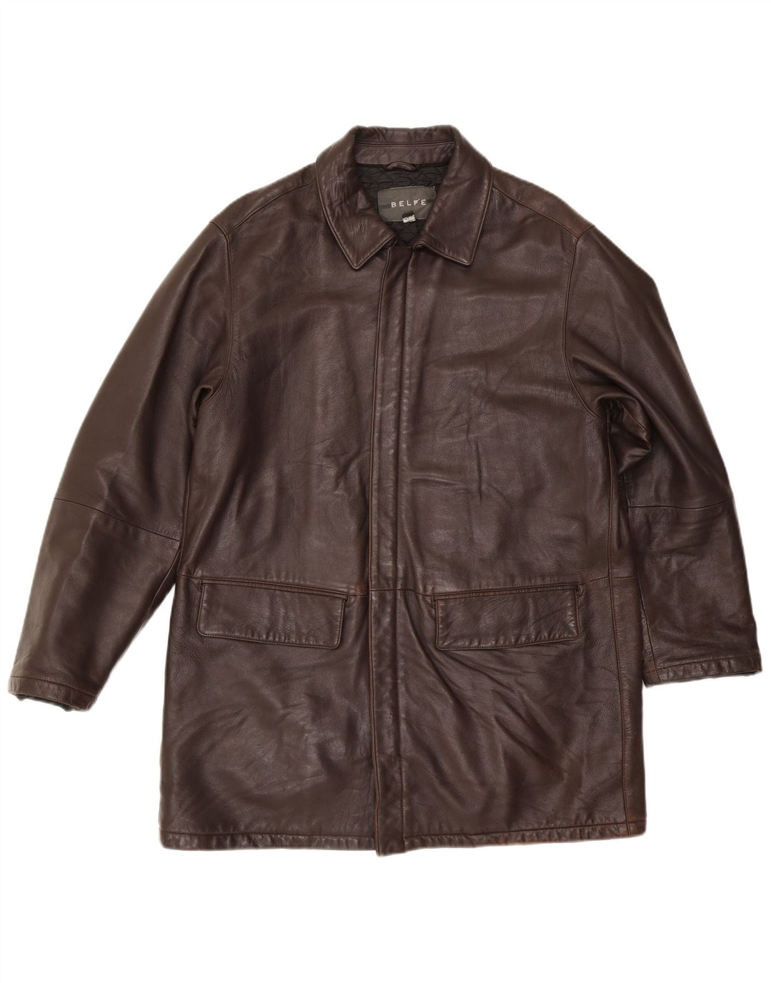 Belfe & Belfe Mens Leather Jacket UK 38 Medium Brown Leather