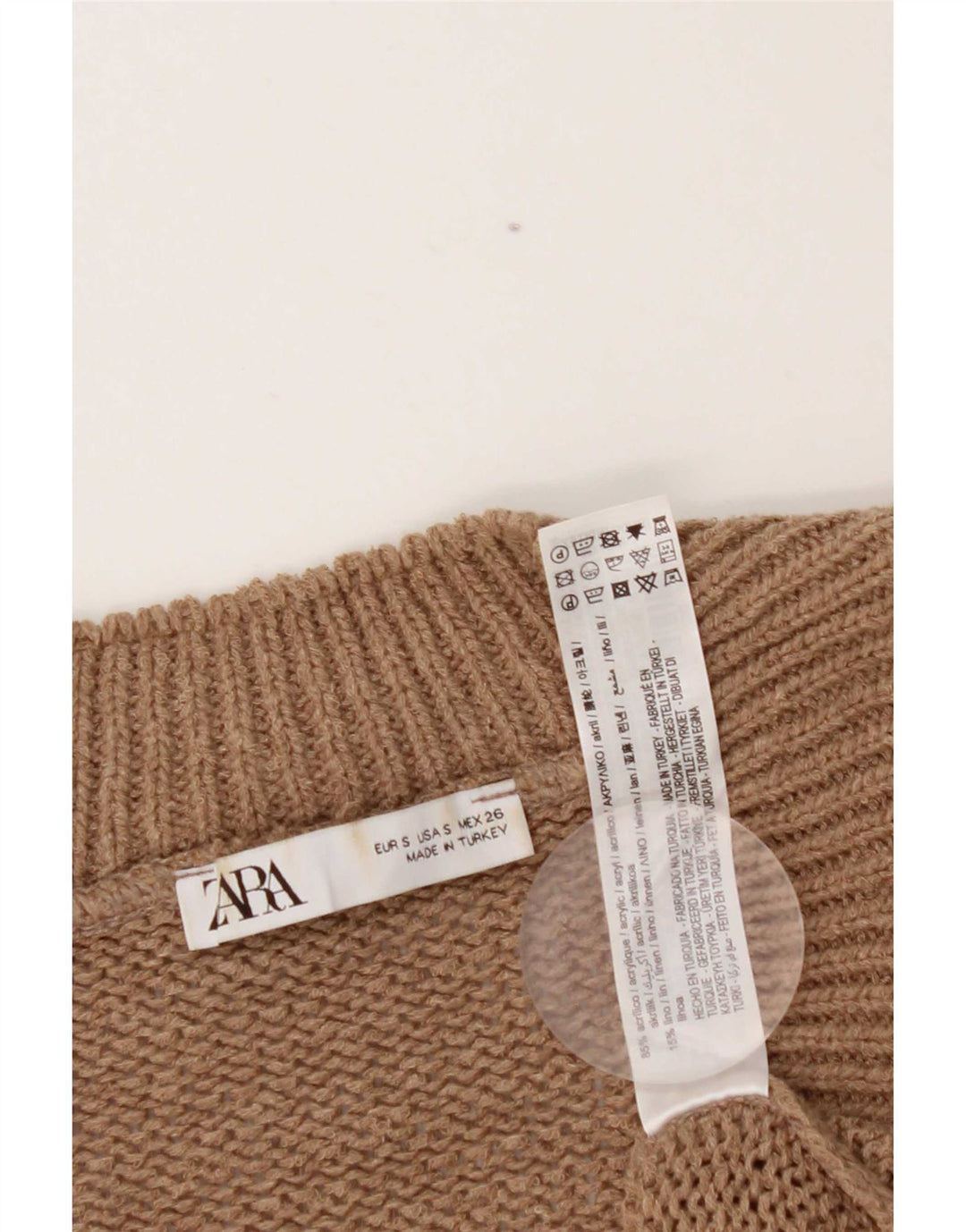 Zara Womens Oversized Vest Tank Top UK 10 Small Brown Acrylic