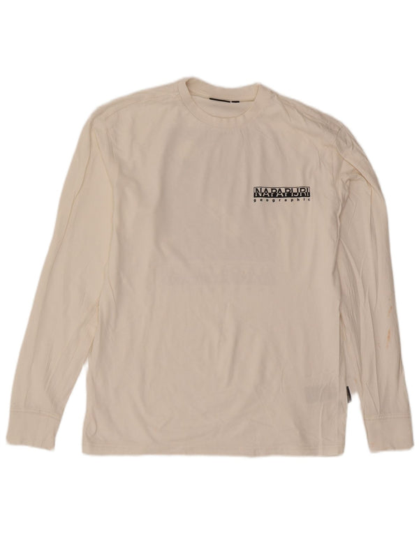 Napapijri Mens Geographic Graphic Top Long Sleeve XS White Cotton