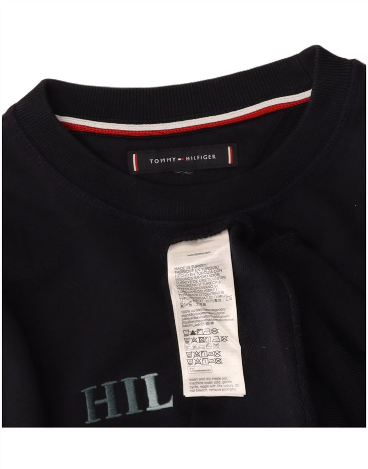 TOMMY HILFIGER Mens Graphic Sweatshirt Jumper Small Navy Blue Cotton