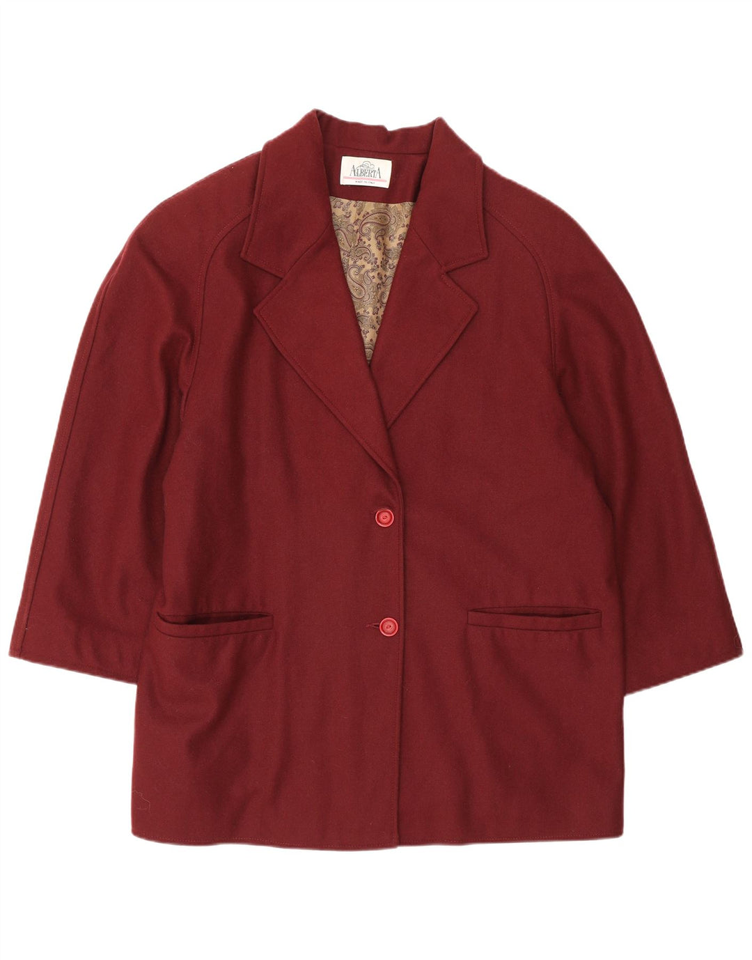 Vintage Womens Oversized 3/4 Sleeve Blazer Jacket IT 49 XL Burgundy