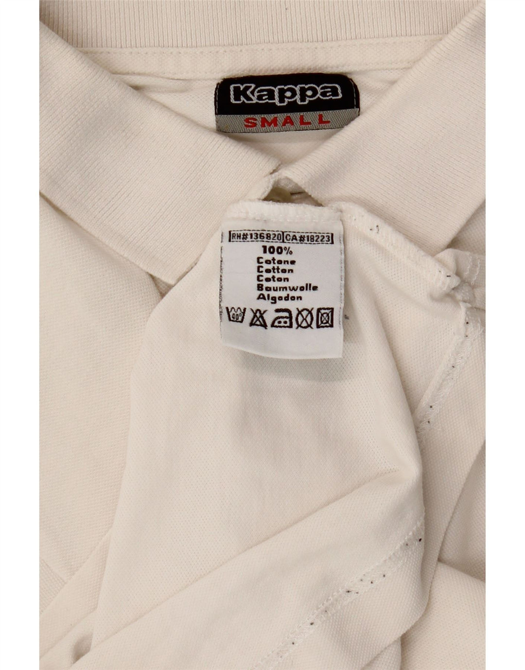 KAPPA Mens Long Sleeve Polo Shirt Small White Cotton Vintage Kappa and Second-Hand Kappa from Messina Hembry 