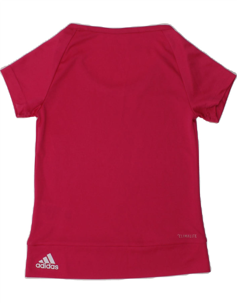 ADIDAS Girls Graphic T-Shirt Top 7-8 Years XS  Pink Polyester | Vintage Adidas | Thrift | Second-Hand Adidas | Used Clothing | Messina Hembry 