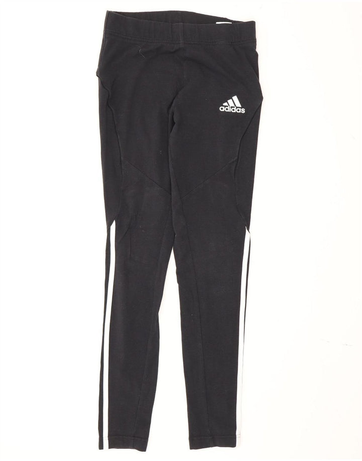 Adidas Womens Leggings UK 8/10 Small Black Cotton