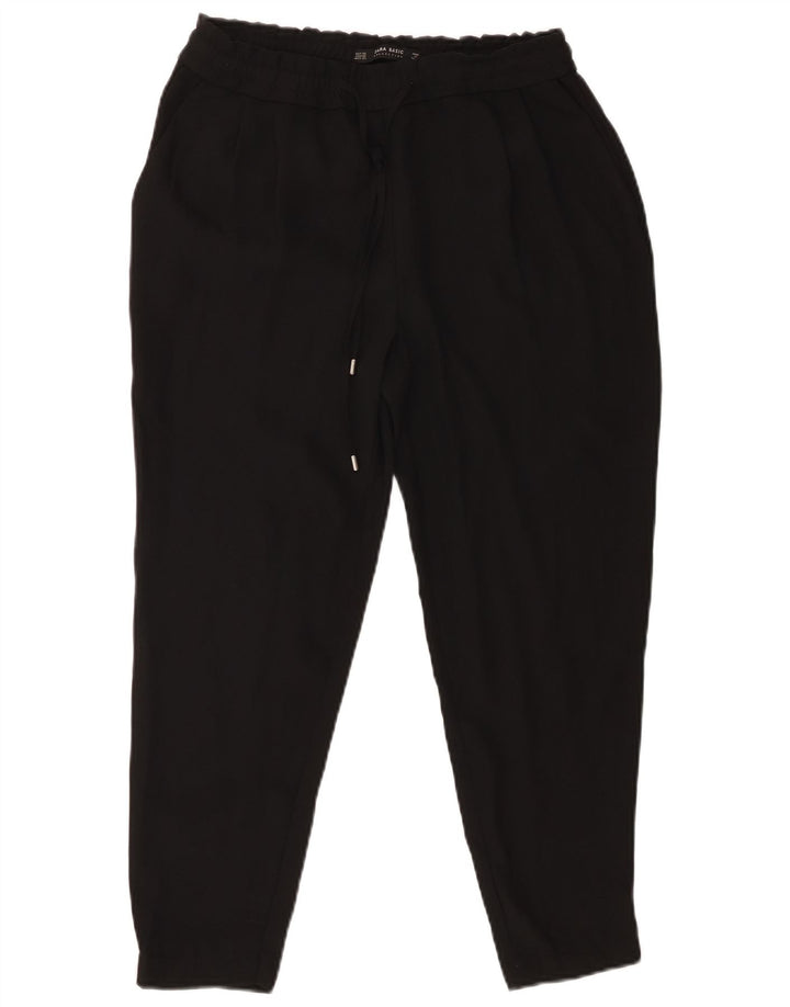 Zara Womens Pegged Cropped Trousers XS W24 L23 Black Polyester