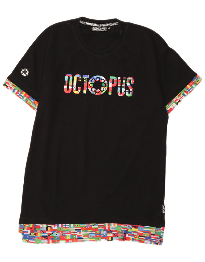 Octopus Mens Graphic T-Shirt Top XS Black Geometric