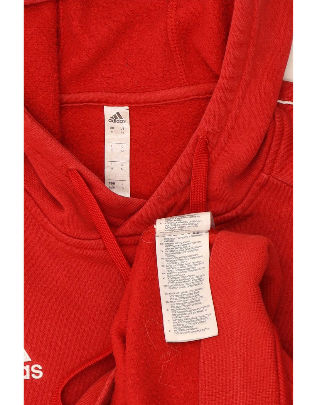 Adidas Mens Hoodie Jumper Medium Red Cotton