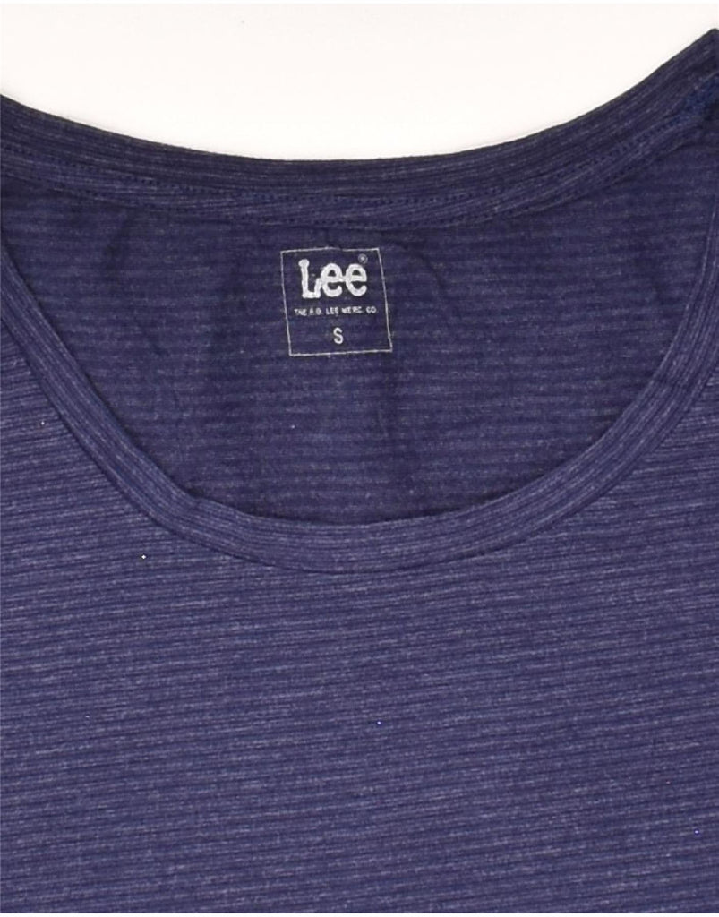 LEE Womens T-Shirt Top UK 10 Small Navy Blue Striped Cotton | Vintage Lee | Thrift | Second-Hand Lee | Used Clothing | Messina Hembry 