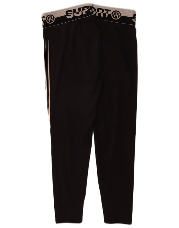 Superdry Womens Crop Graphic Leggings UK 16 Large Black Colourblock