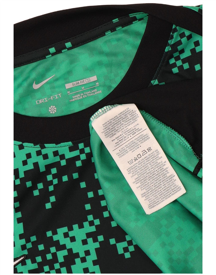 Nike Mens Dri Fit Abstract Pattern Slim T-Shirt Top Medium Green Polyester