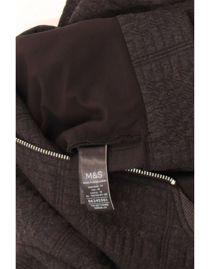 Marks & Spencer Womens Bomber Jacket UK 14 Large Grey Polyester