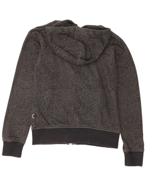 Nike Womens Zip Hoodie Sweater UK 10 Small Grey Animal Print Cotton