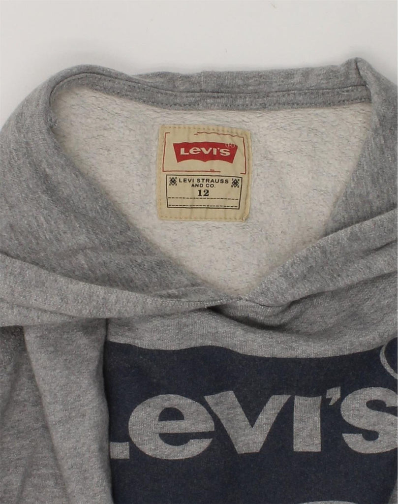 LEVI'S Boys Graphic Hoodie Jumper 11-12 Years Grey Cotton | Vintage Levi's | Thrift | Second-Hand Levi's | Used Clothing | Messina Hembry 