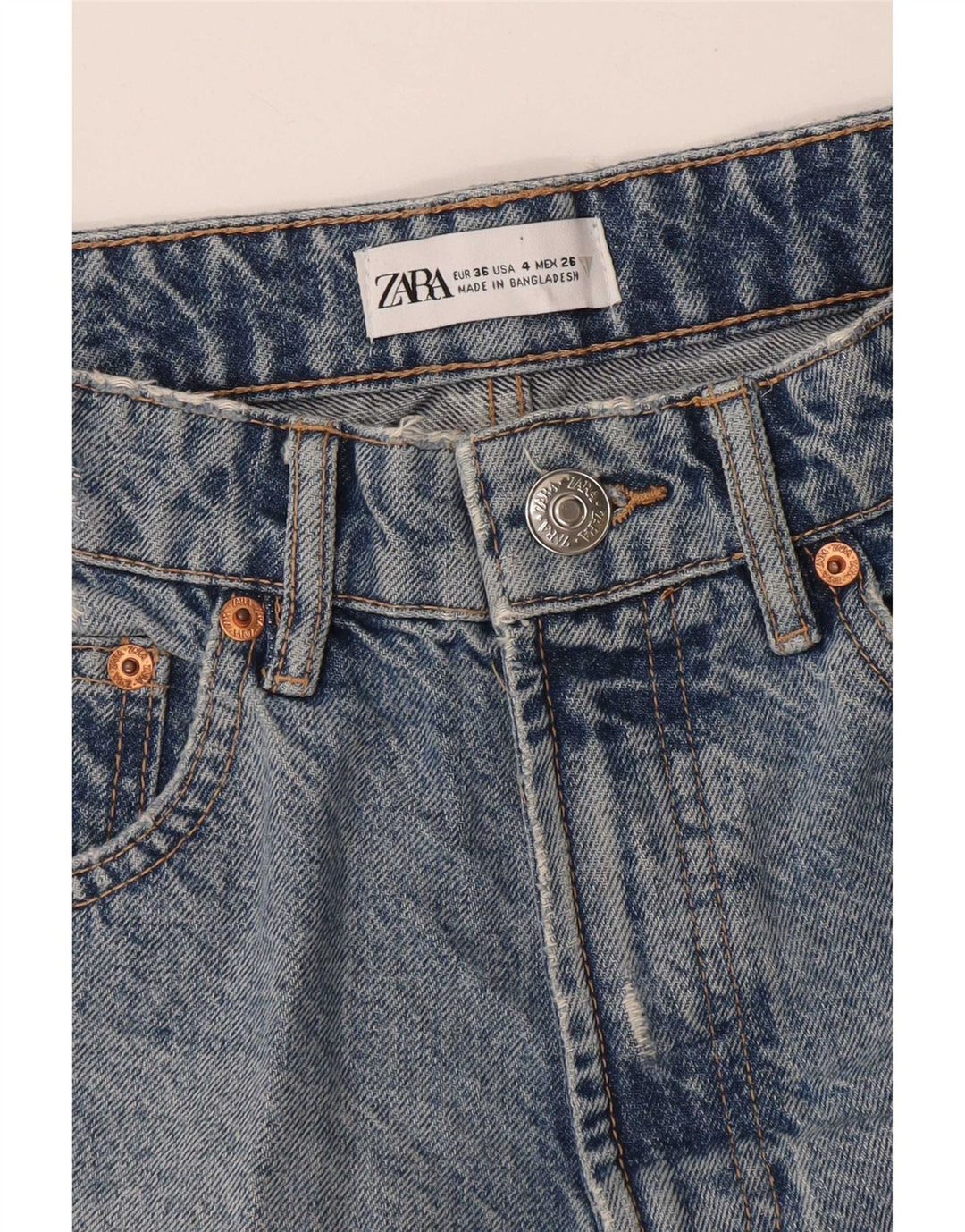 Zara Womens Distressed Denim Shorts EU 36 XS W26 Blue