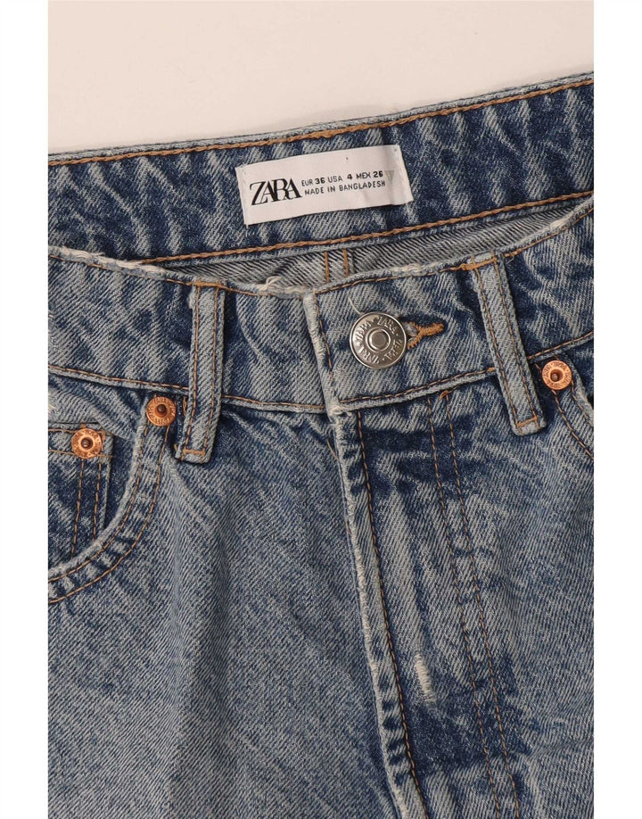 Zara Womens Distressed Denim Shorts EU 36 XS W26 Blue