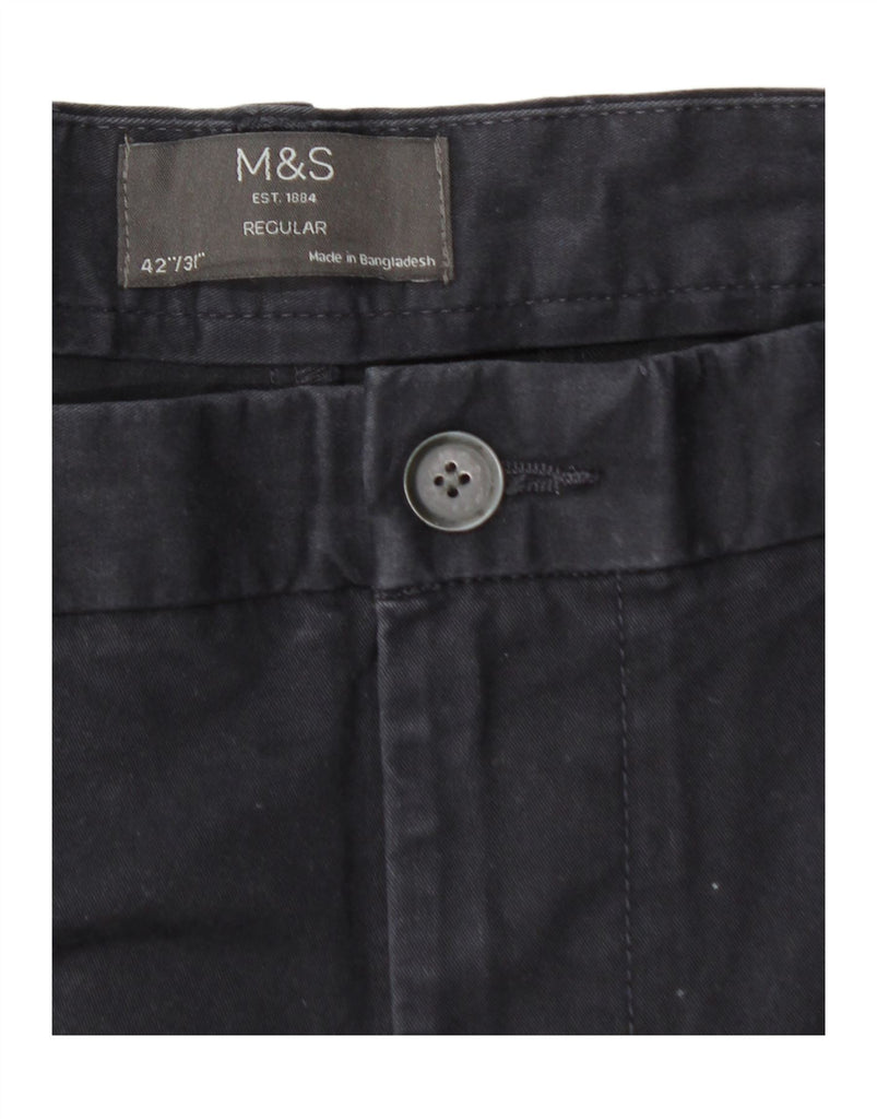 MARKS & SPENCER Mens Regular Straight Chino Trousers W42 L31 Navy Blue Vintage Marks & Spencer and Second-Hand Marks & Spencer from Messina Hembry 