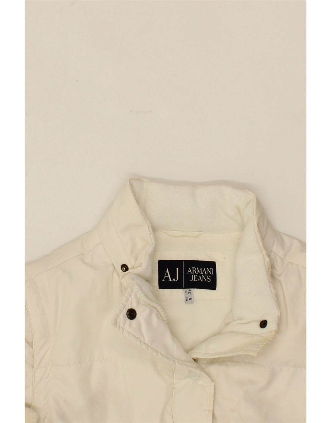 ARMANI JEANS Womens Padded Jacket EU 42 Large White Polyamide Vintage Armani Jeans and Second-Hand Armani Jeans from Messina Hembry 