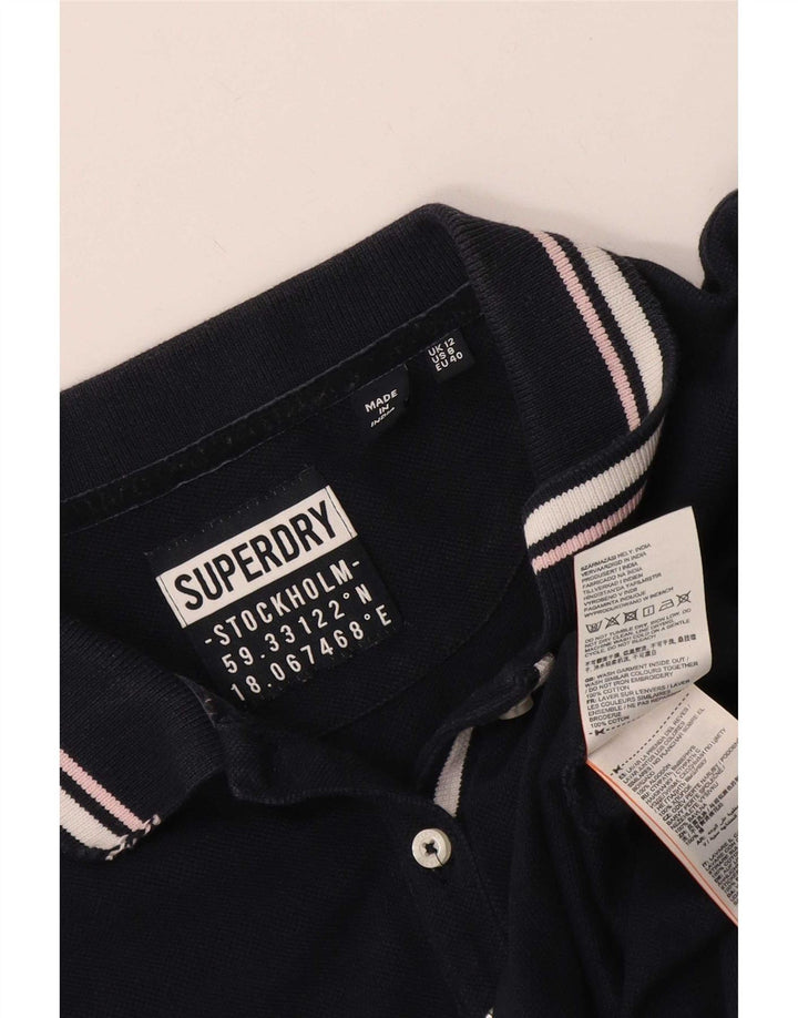 Superdry Womens Polo Dress UK 12 Medium Navy Blue Cotton
