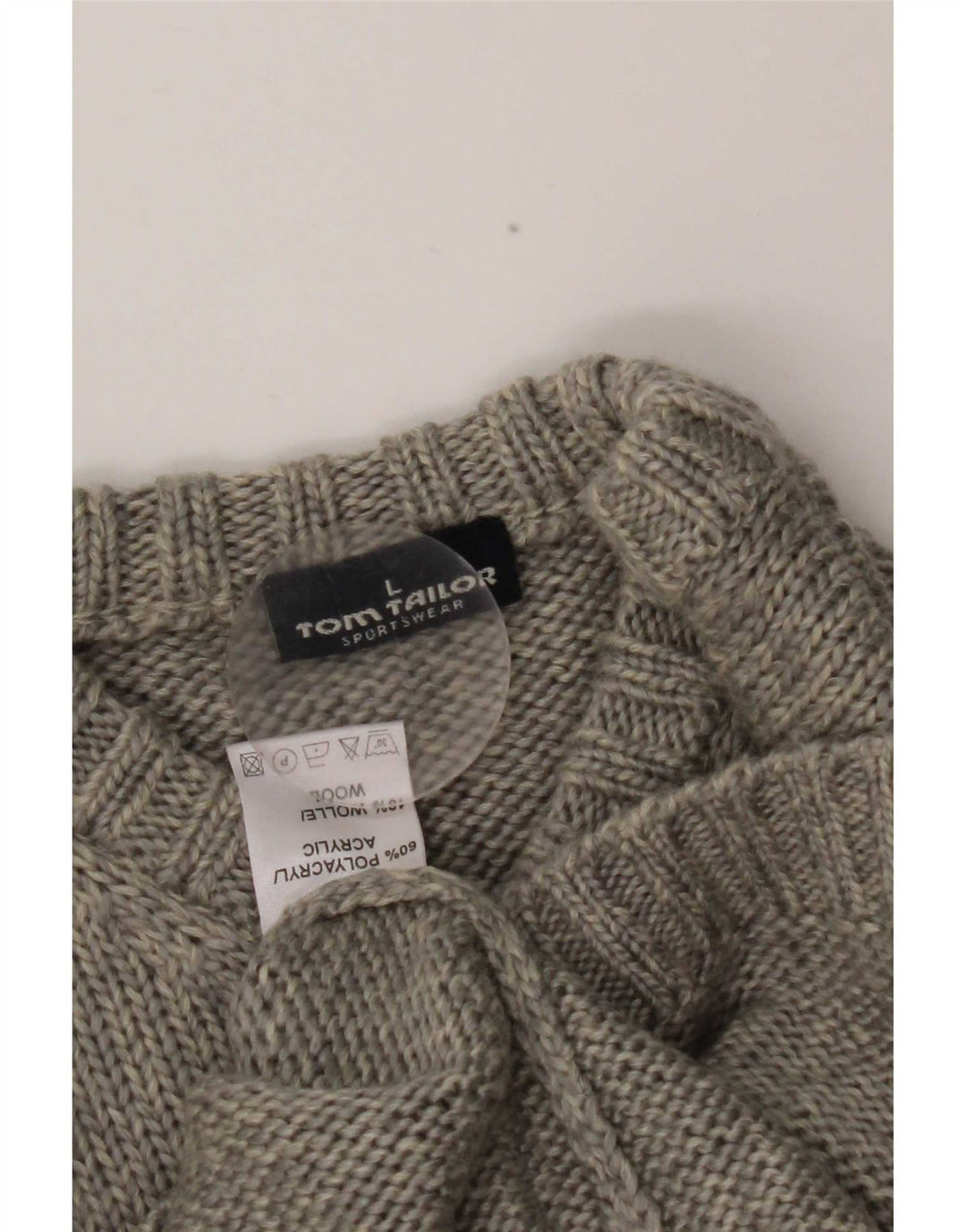 Tom Tailor Womens V-Neck Jumper Sweater UK 16 Large Grey Colourblock